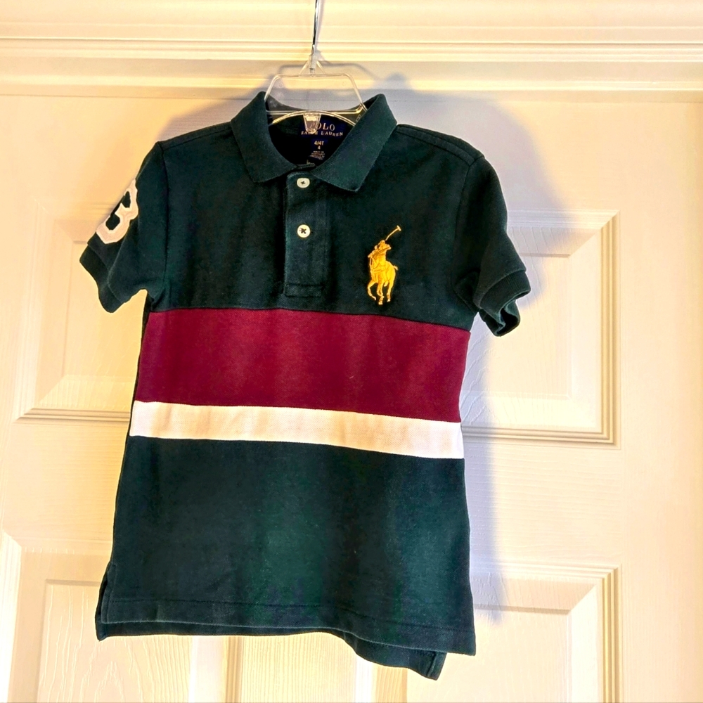 Polo Ralph Lauren Boy's‎ Green Stripe Big Pony Polo Shirt Size 4/4t Classic